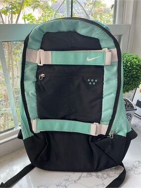 Nike Mint and Black Colorblock Backpack with White Accents